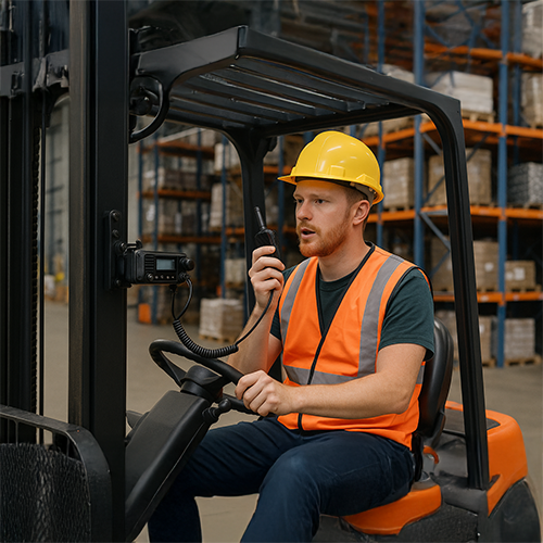 ForkLift Driver Using a Two-way Radio | Ozitel Networks